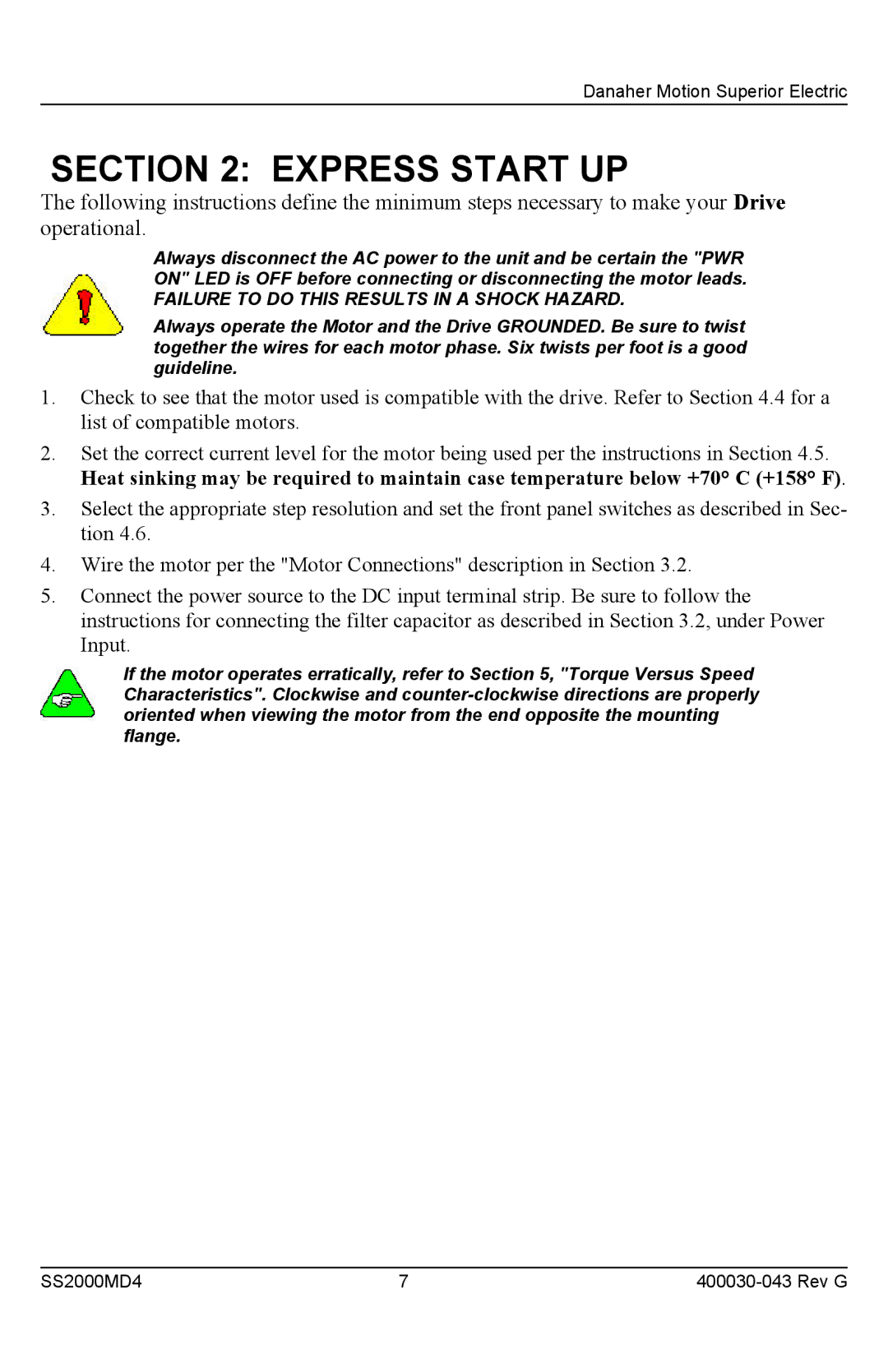 Superior SS2000MD4 installation instructions Express Start UP, Failure to do this Results in a Shock Hazard 