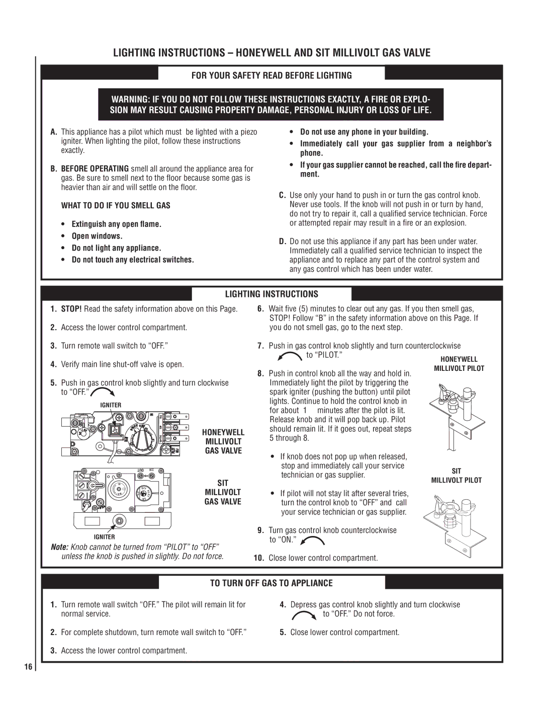 Superior SSDVT-3328CNM manual For Your Safety Read Before Lighting, Lighting Instructions, To Turn OFF GAS to Appliance 