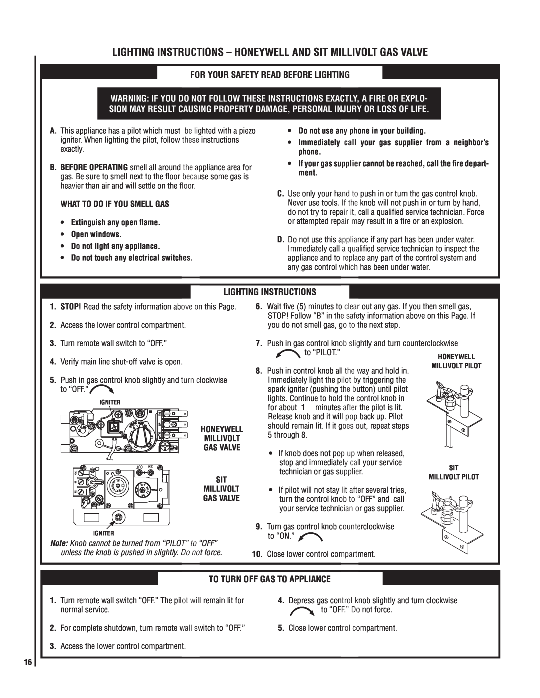 Superior SSDVT-3328CNM manual For Your Safety Read Before Lighting, Lighting Instructions, To Turn Off Gas To Appliance 