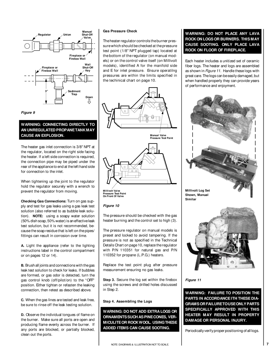 Superior VFGL-24MSN-4 SERIES* Gas Pressure Check, Assembling the Logs, Periodically verify proper positioning of all logs 