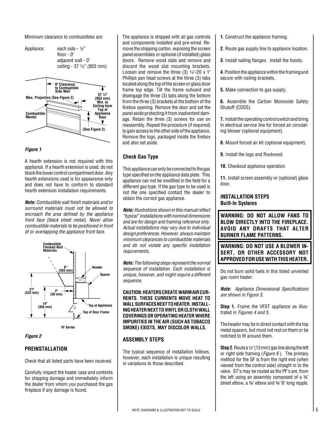 Superior VFPF-CMP-2, VFST-CMP-2 Preinstallation, Check Gas Type, Assembly Steps, Installation Steps, Built-In Systems 