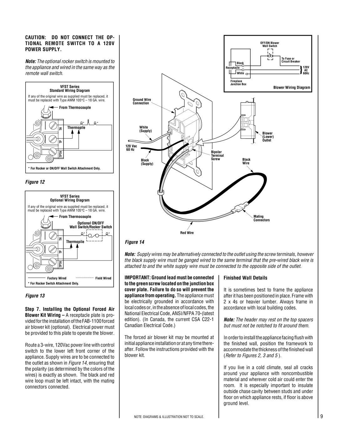 Superior VFPF-CMP-2, VFST-CMP-2, VFST-CMN-2, VFPF-CMN-2 Finished Wall Details, Vfst Series Standard Wiring Diagram 