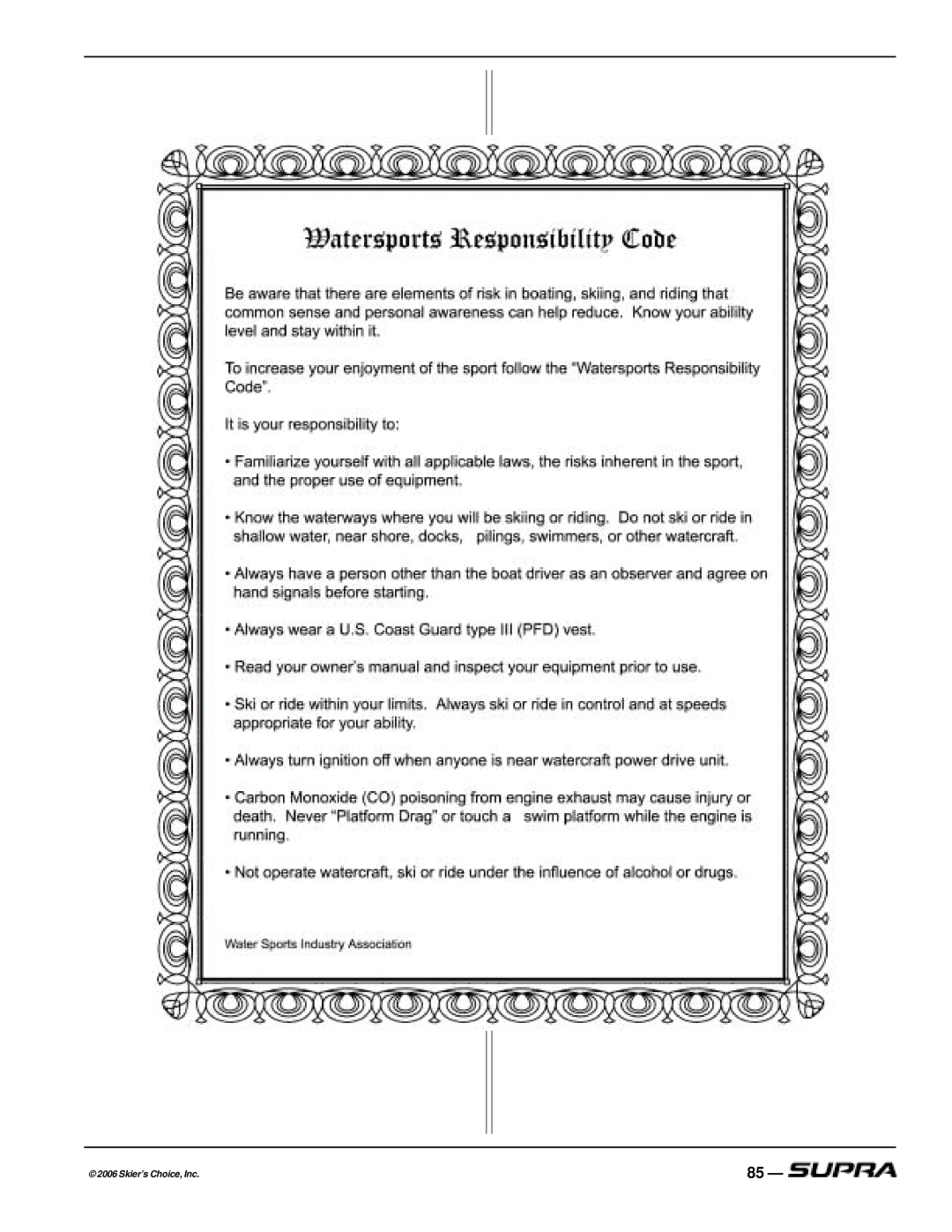 Supra THE LOGO, SUPRA manual Skier’s Choice, Inc 