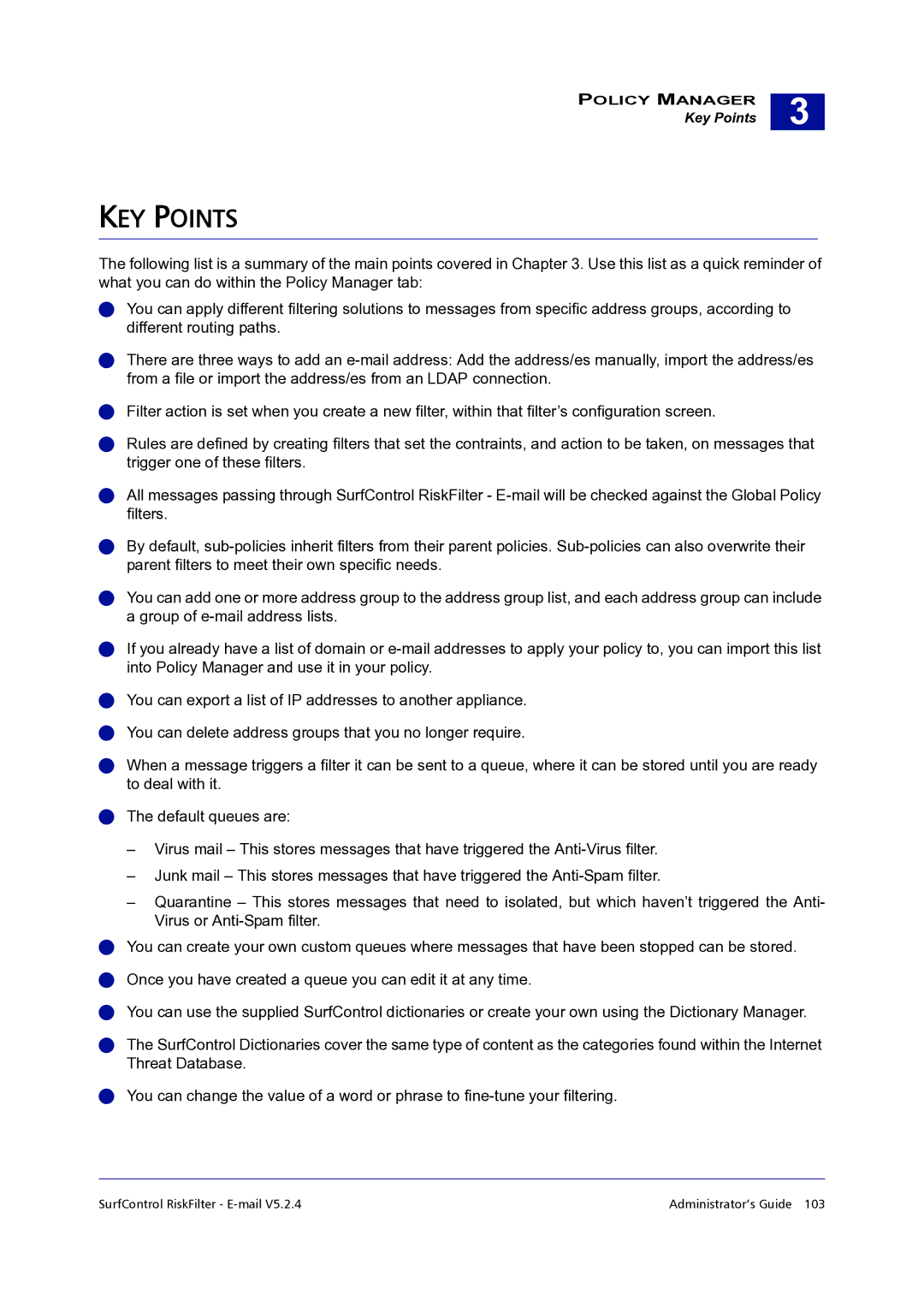 Surf Control 5.2.4 manual KEY Points 