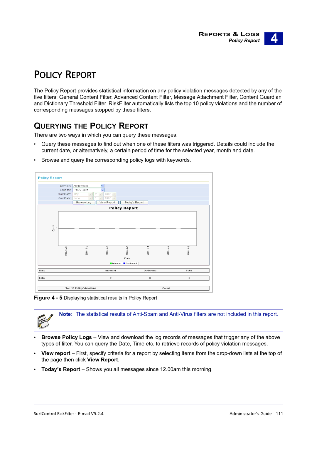 Surf Control 5.2.4 manual Querying the Policy Report 