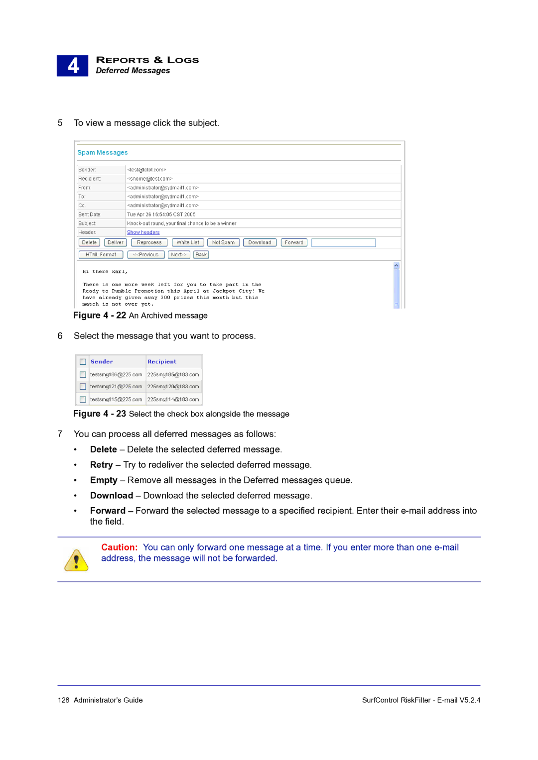 Surf Control 5.2.4 manual An Archived message 