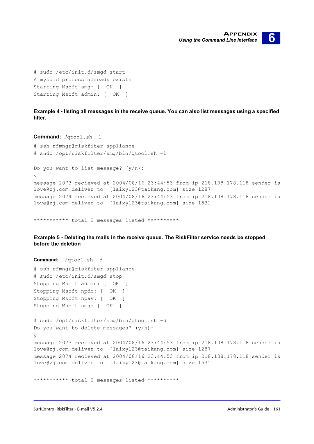 Surf Control 5.2.4 manual Using the Command Line Interface 