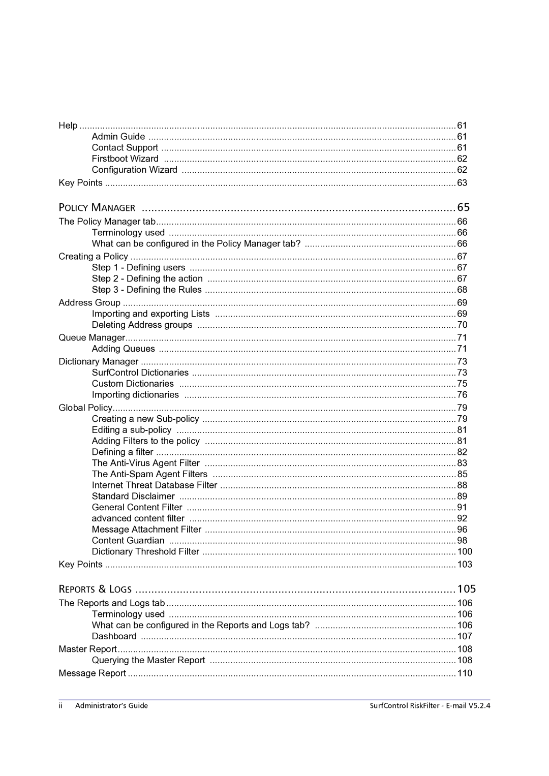 Surf Control 5.2.4 manual Policy Manager 