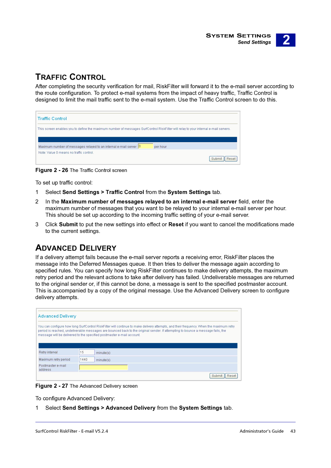 Surf Control 5.2.4 manual Traffic Control, Advanced Delivery 