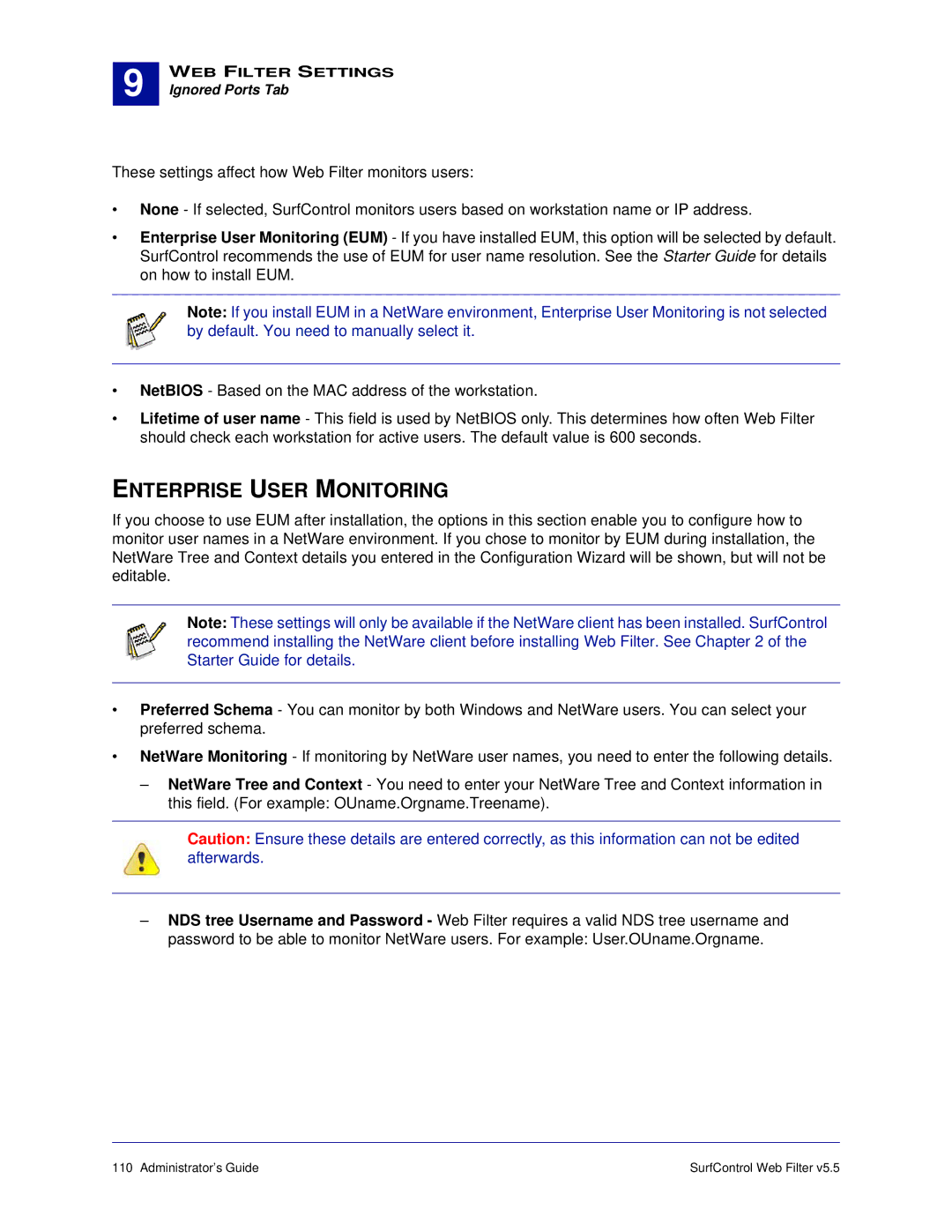 Surf Control 5.5 manual Enterprise User Monitoring 