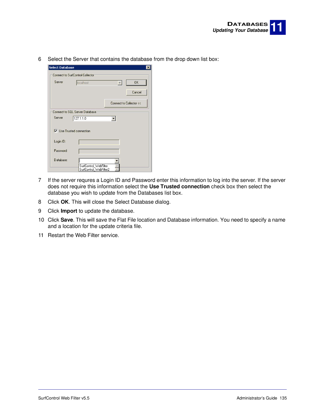 Surf Control 5.5 manual Updating Your Database 