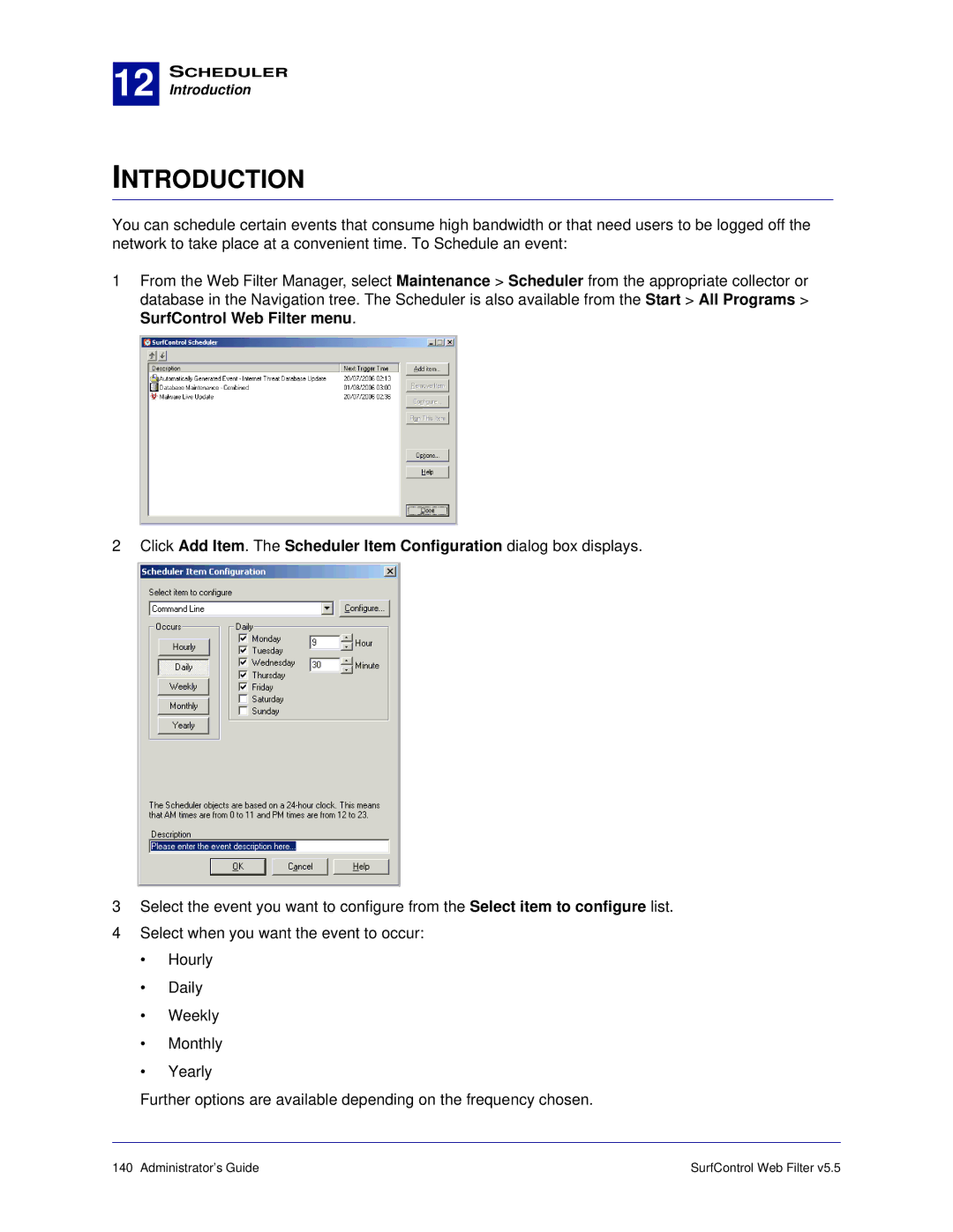 Surf Control 5.5 manual Scheduler 