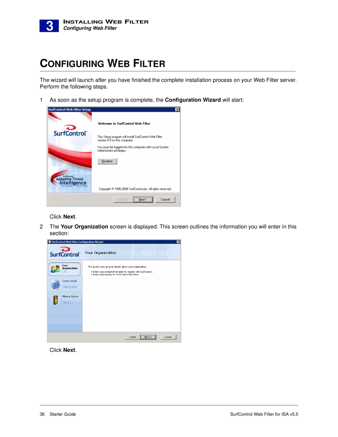 Surf Control v5.5 manual Configuring WEB Filter 