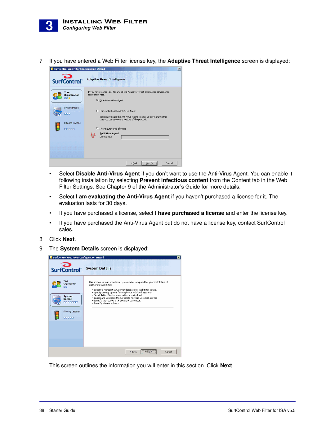 Surf Control v5.5 manual Configuring Web Filter 