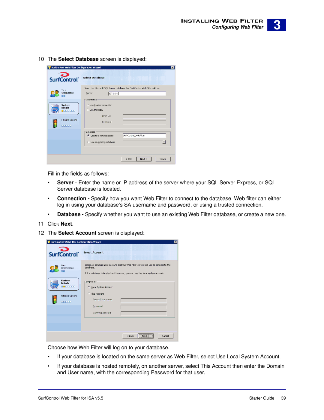 Surf Control v5.5 manual Configuring Web Filter 