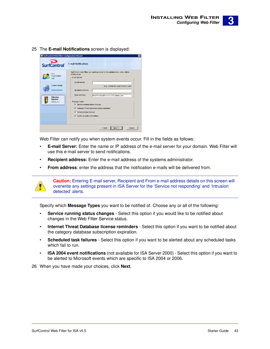 Surf Control v5.5 manual Configuring Web Filter 