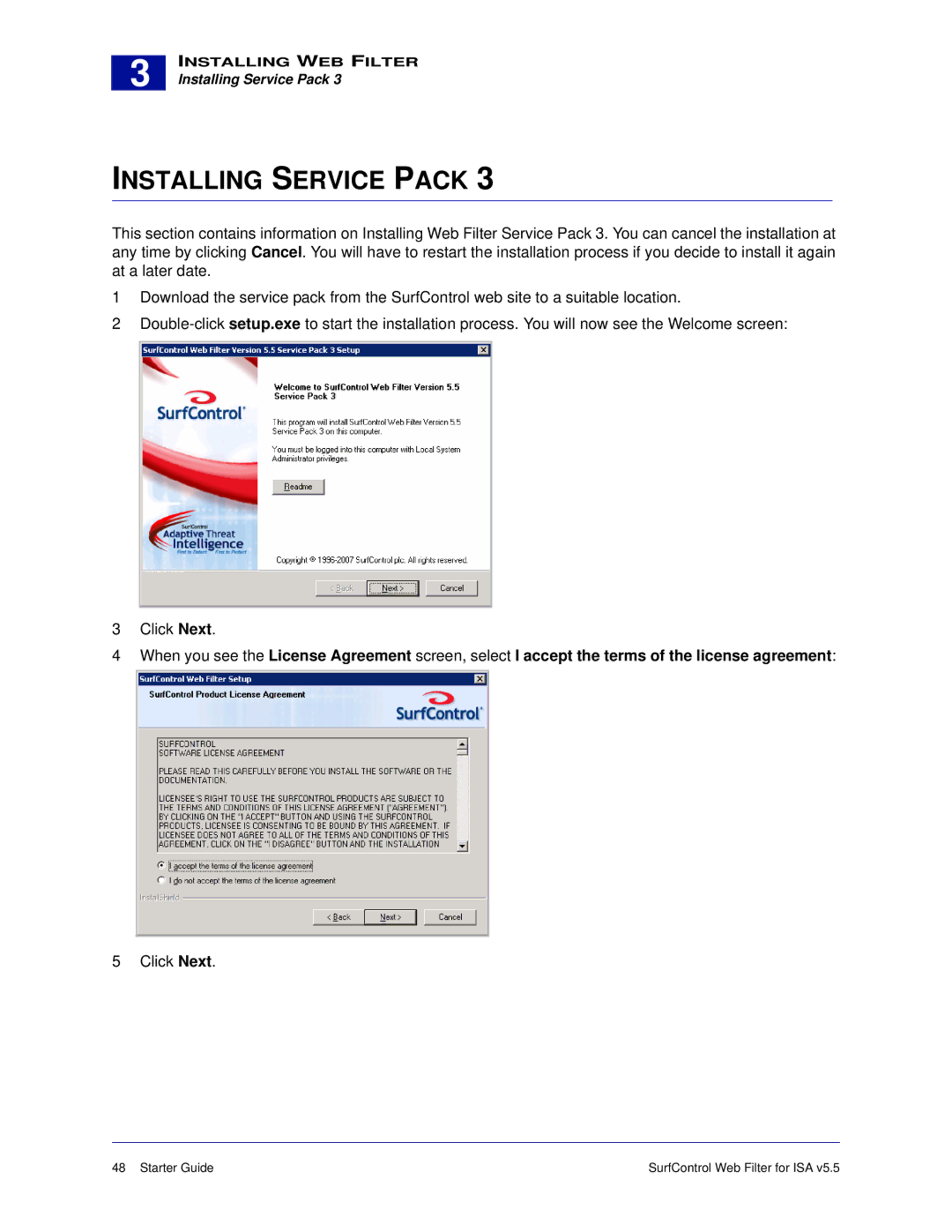 Surf Control v5.5 manual Installing Service Pack 