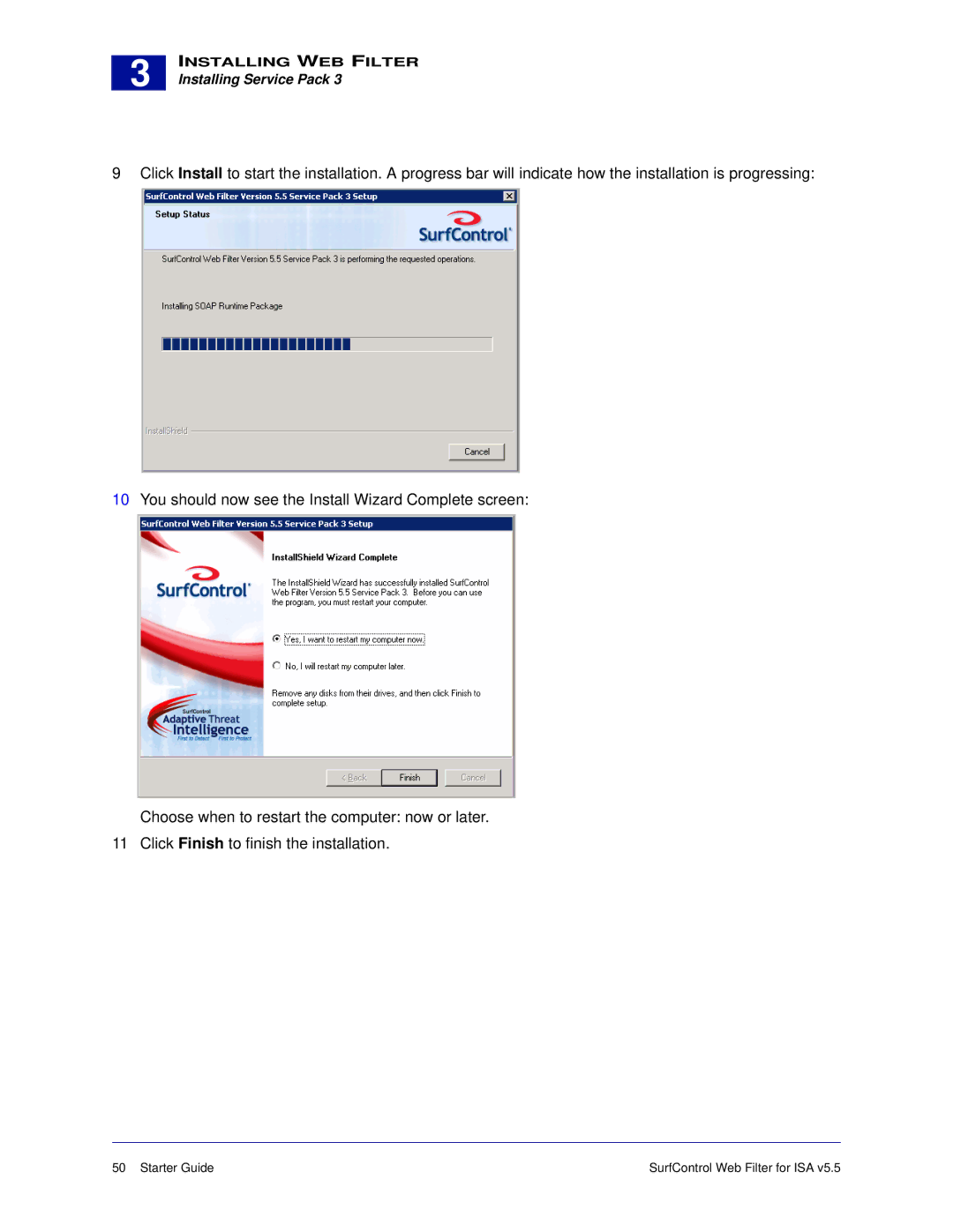 Surf Control v5.5 manual Installing Service Pack 