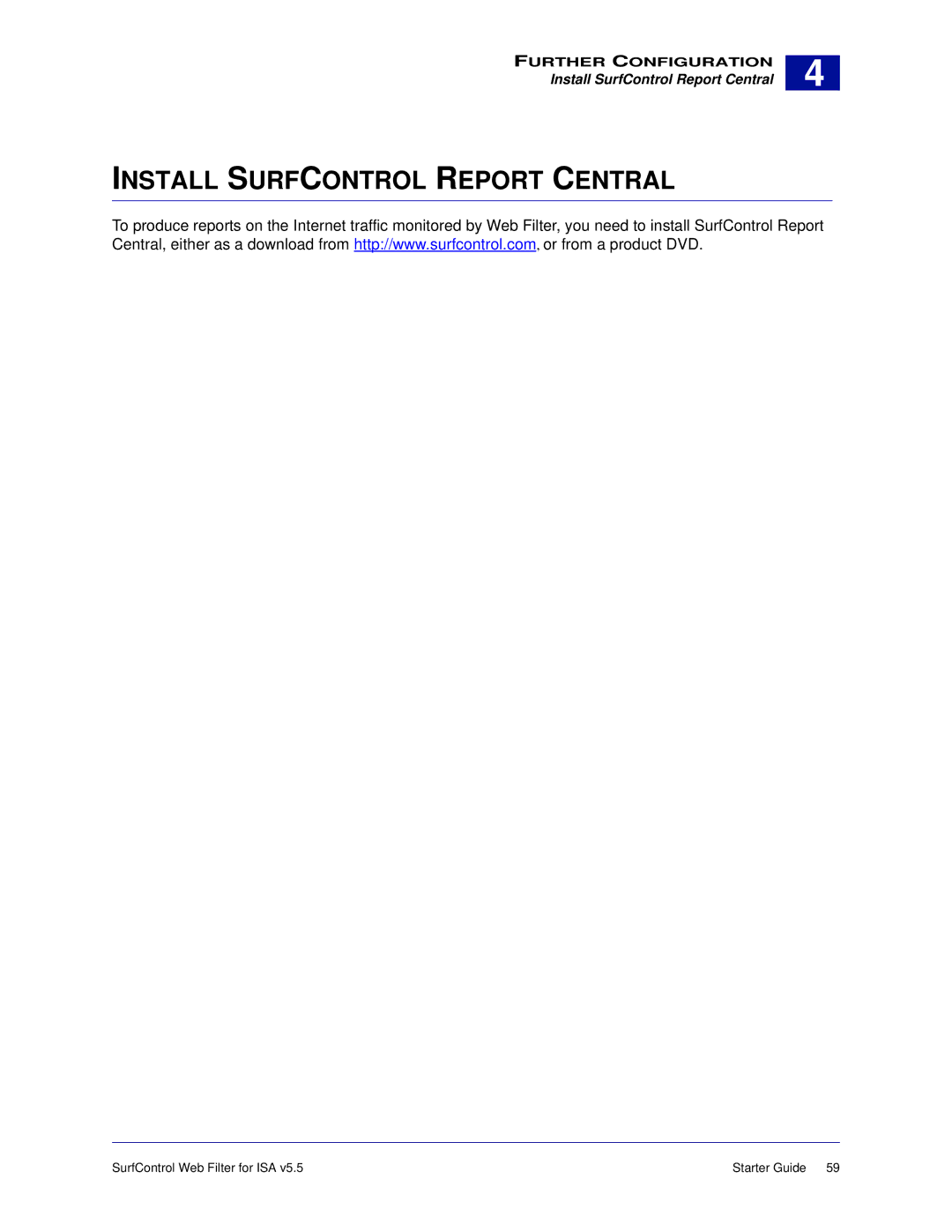 Surf Control v5.5 manual Install Surfcontrol Report Central 