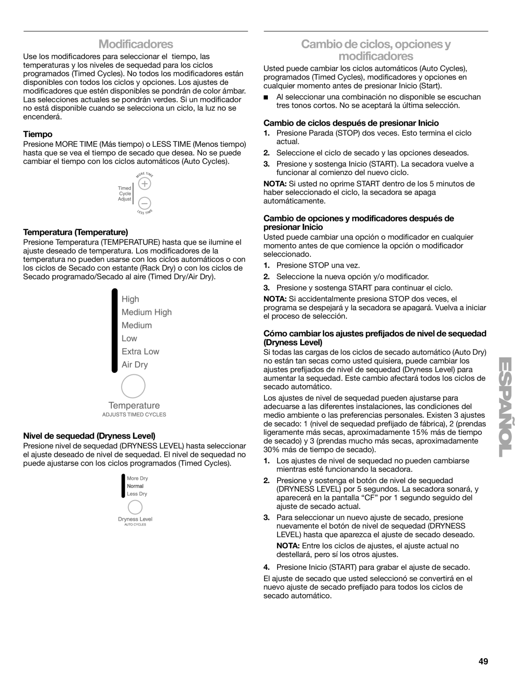 Suunto 110.9772 manual Cambio de ciclos, opciones y Modificadores 