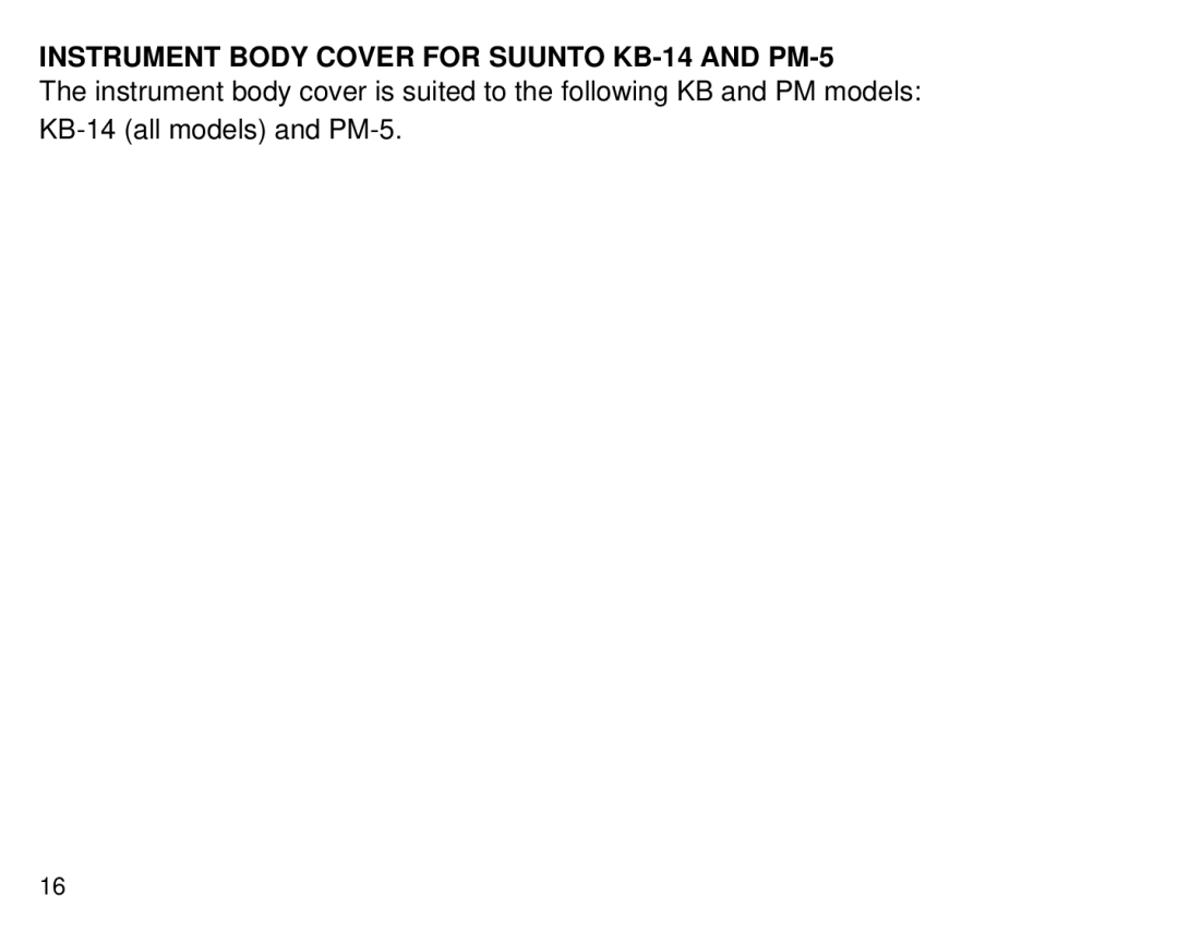 Suunto PM5, 1520 manual Instrument Body Cover for Suunto KB-14 and PM-5 