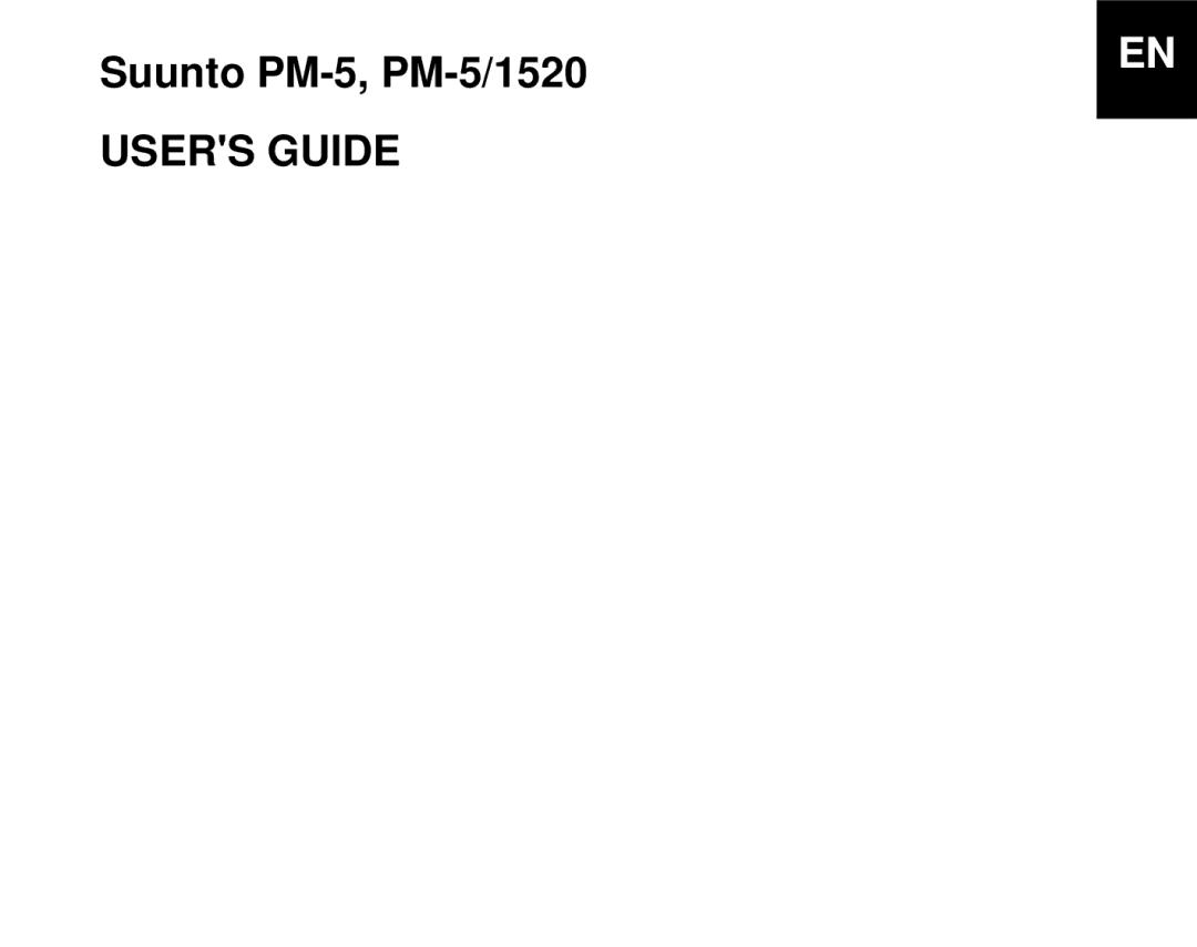 Suunto PM5, 1520 manual Users Guide 