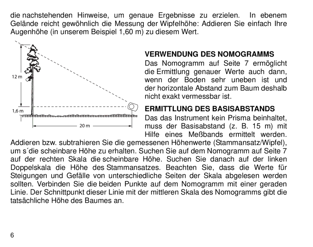 Suunto PM5, 1520 manual Verwendung DES Nomogramms, Ermittlung DES Basisabstands 