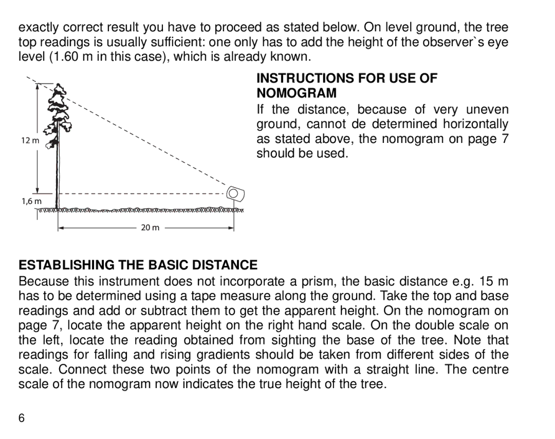 Suunto PM5, 1520 manual Instructions for USE Nomogram, Establishing the Basic Distance 