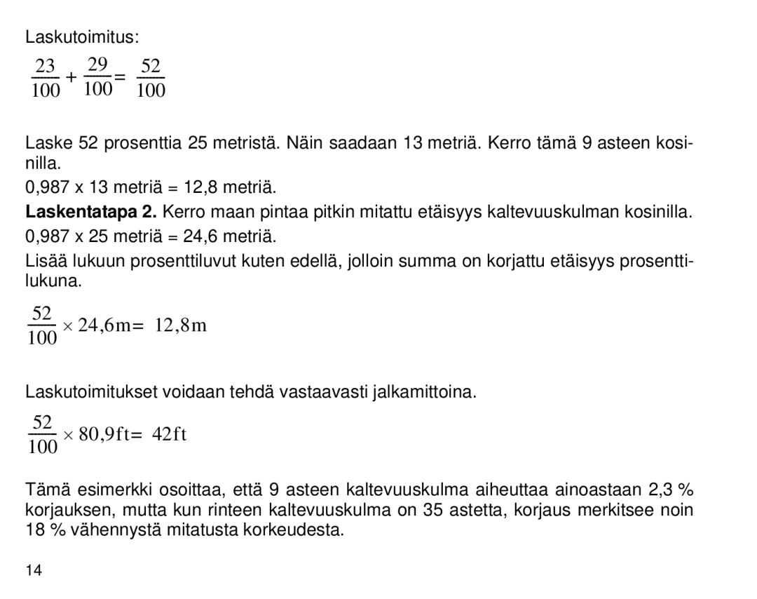 Suunto 1520, PM5 manual Laskutoimitus 