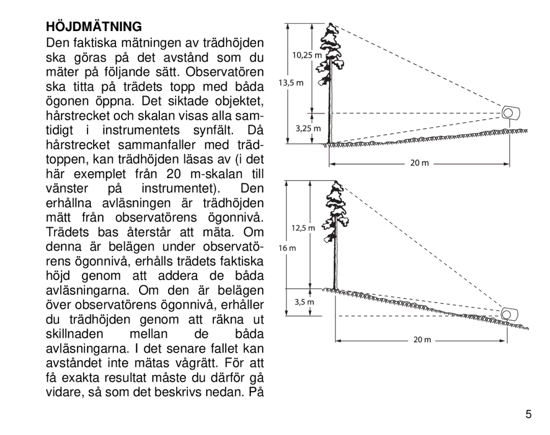 Suunto 1520, PM5 manual Höjdmätning 