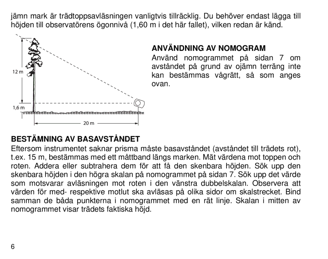 Suunto PM5, 1520 manual Användning AV Nomogram, Bestämning AV Basavståndet 