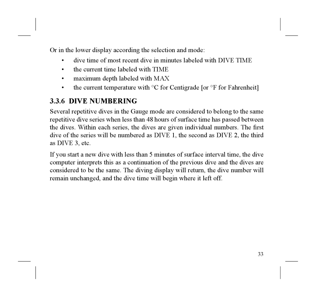 Suunto D3 manual Dive Numbering 