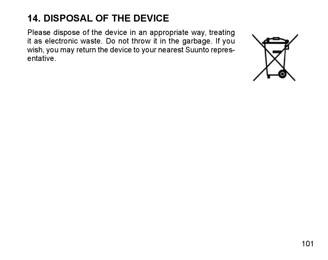 Suunto D4 manual Disposal of the Device 