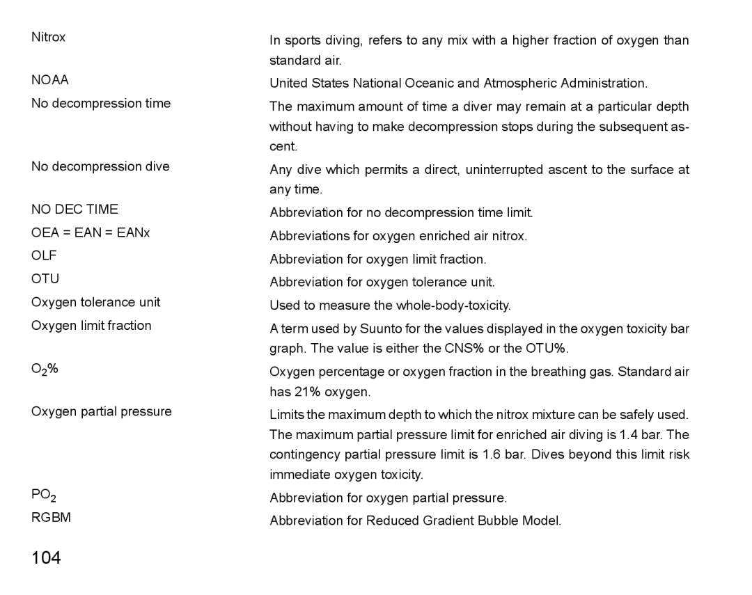 Suunto D4 manual 104 