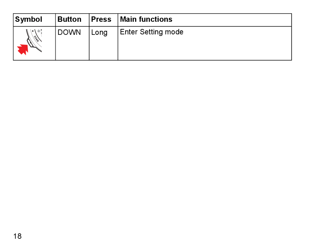 Suunto D4 manual Down Long Enter Setting mode 