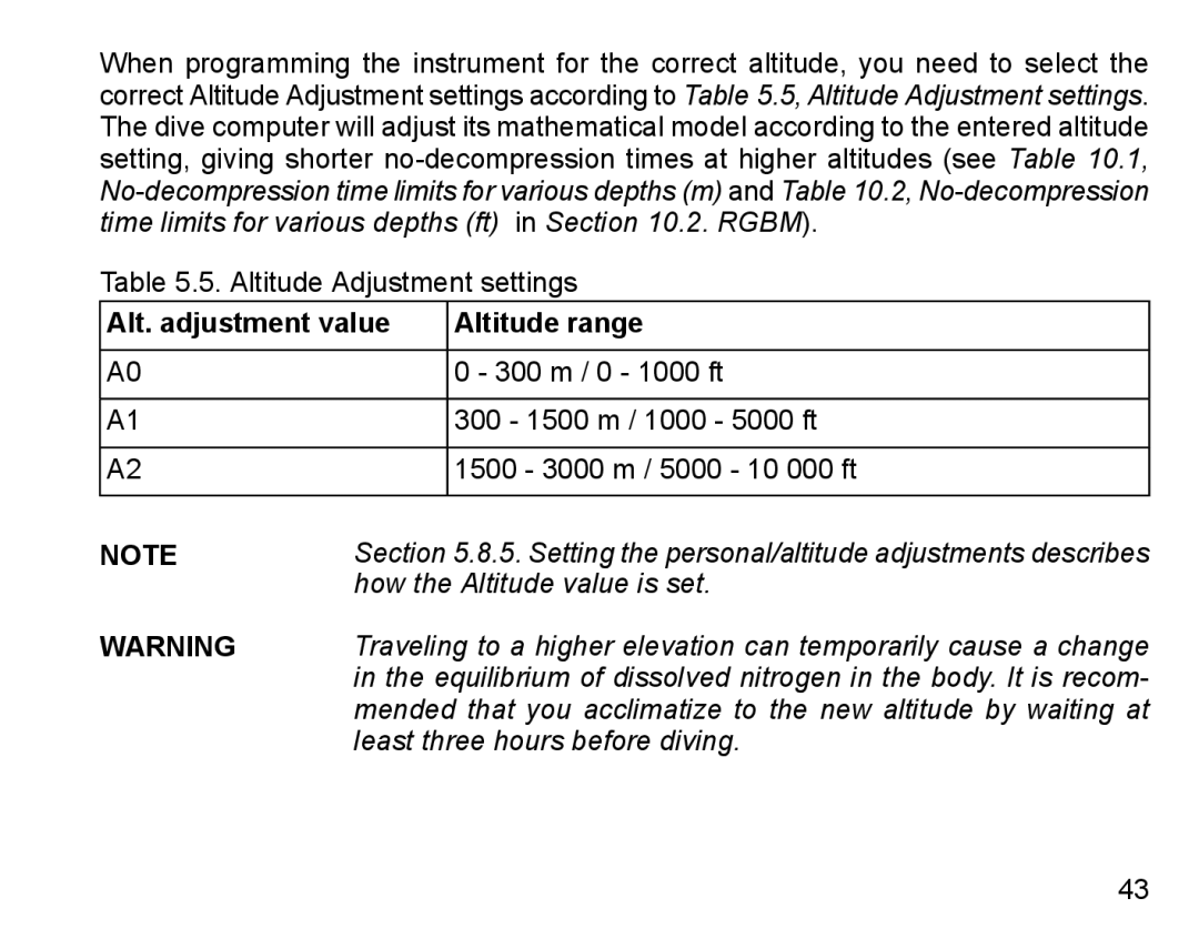 Suunto D4 manual Alt. adjustment value Altitude range, How the Altitude value is set 