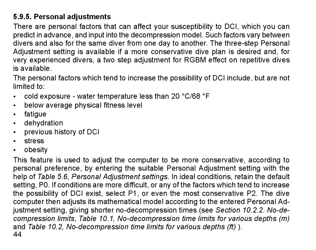 Suunto D4 manual Personal adjustments 