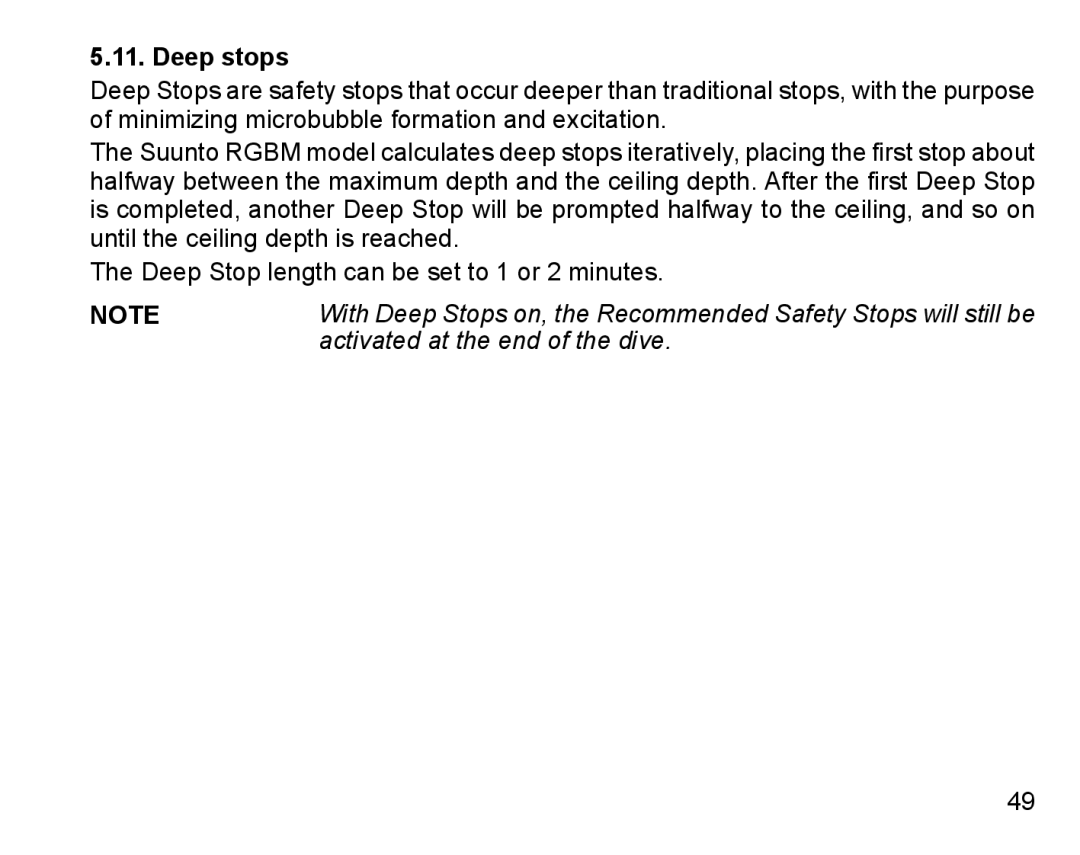 Suunto D4 manual Deep stops 