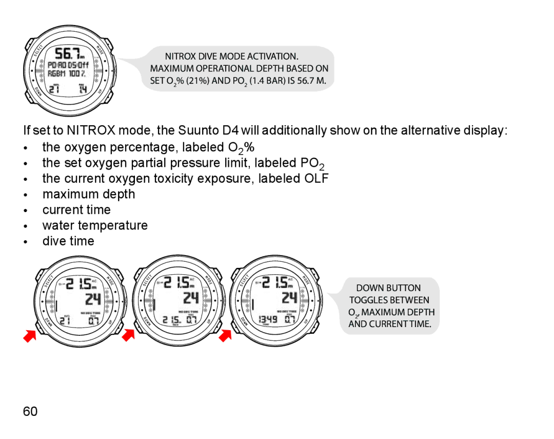 Suunto D4 manual Down Button 