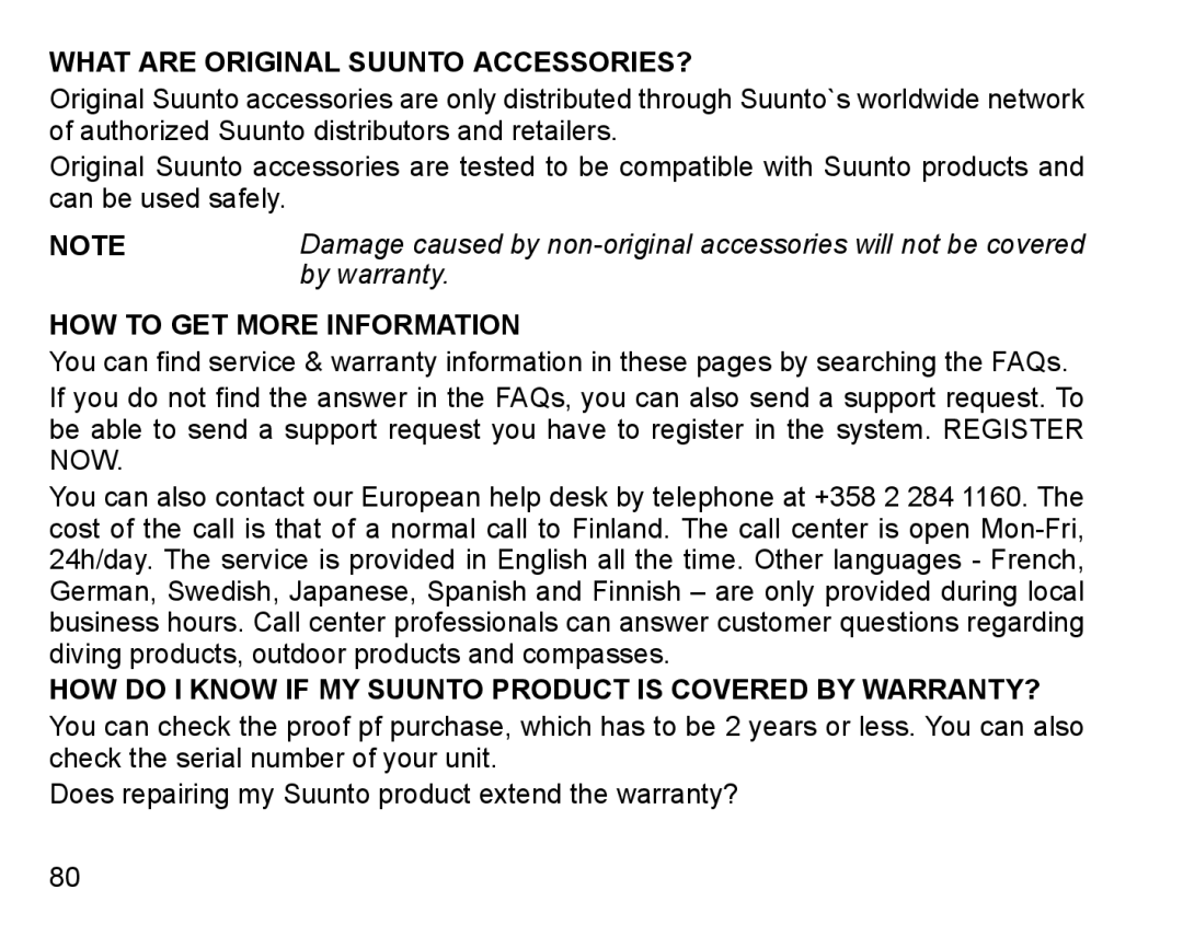 Suunto D4 manual What are Original Suunto ACCESSORIES? 