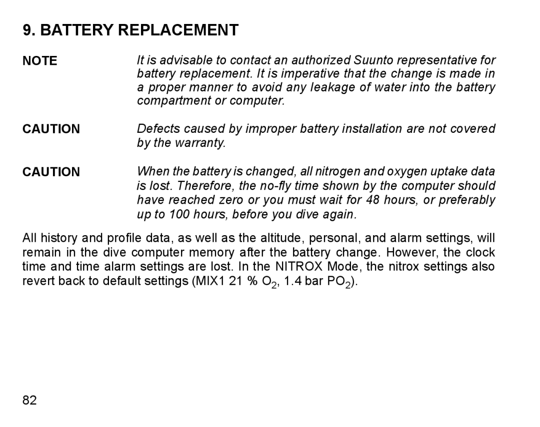 Suunto D4 manual Battery Replacement, By the warranty 