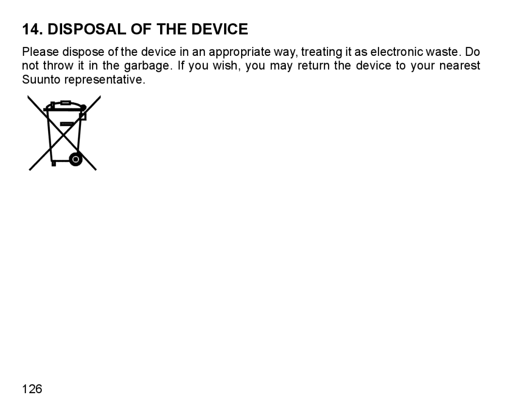 Suunto D6I manual Disposal of the Device 