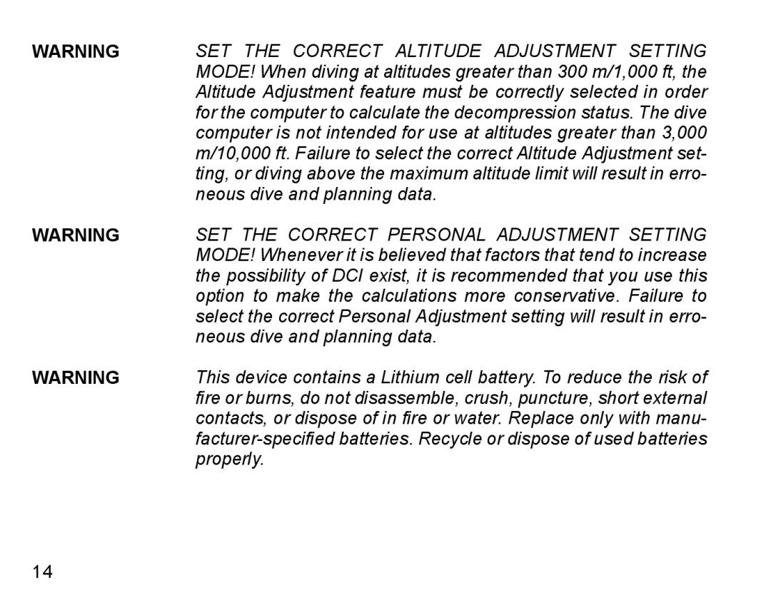 Suunto D6I manual Neous dive and planning data, Properly 