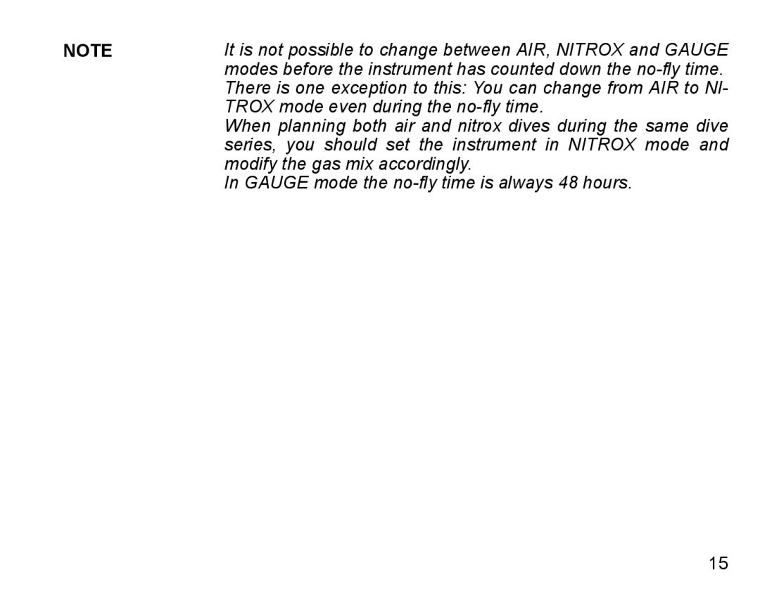 Suunto D6I manual Trox mode even during the no-fly time, Series, you should set the instrument in Nitrox mode 