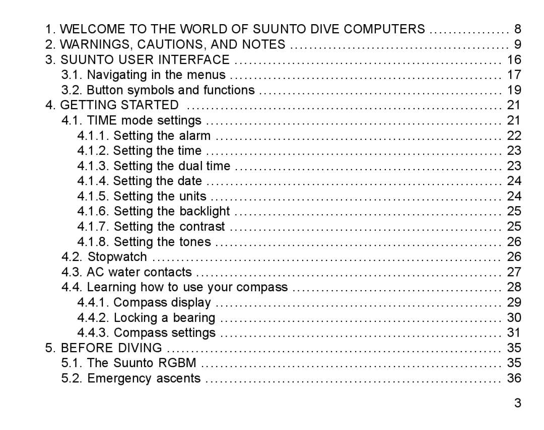 Suunto D6I manual Getting Started 