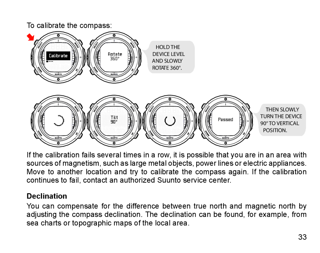 Suunto D6I manual Declination 