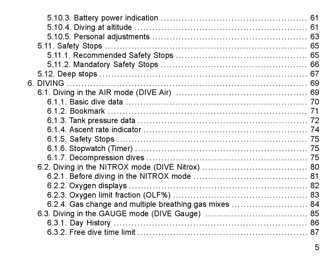 Suunto D6I manual Diving 