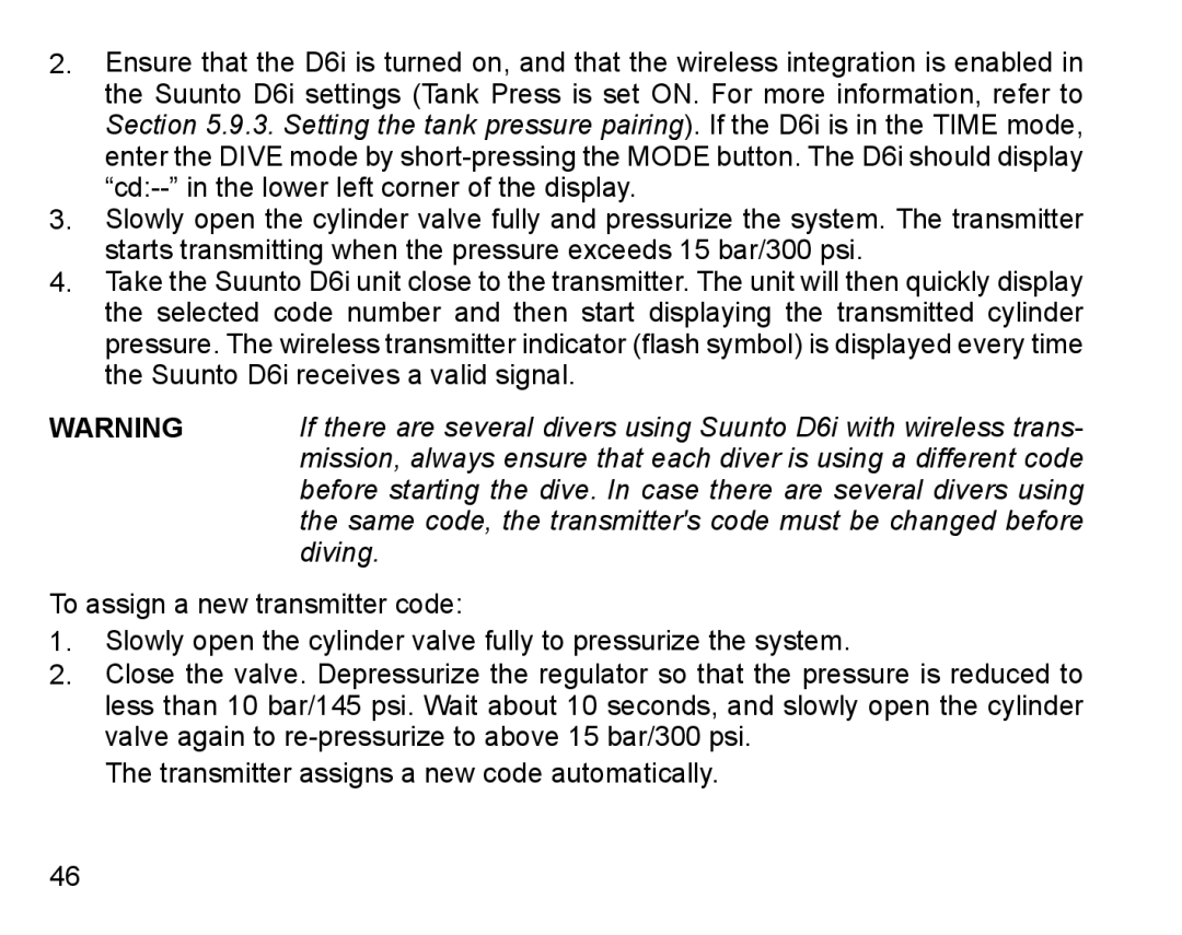 Suunto D6I manual Diving 