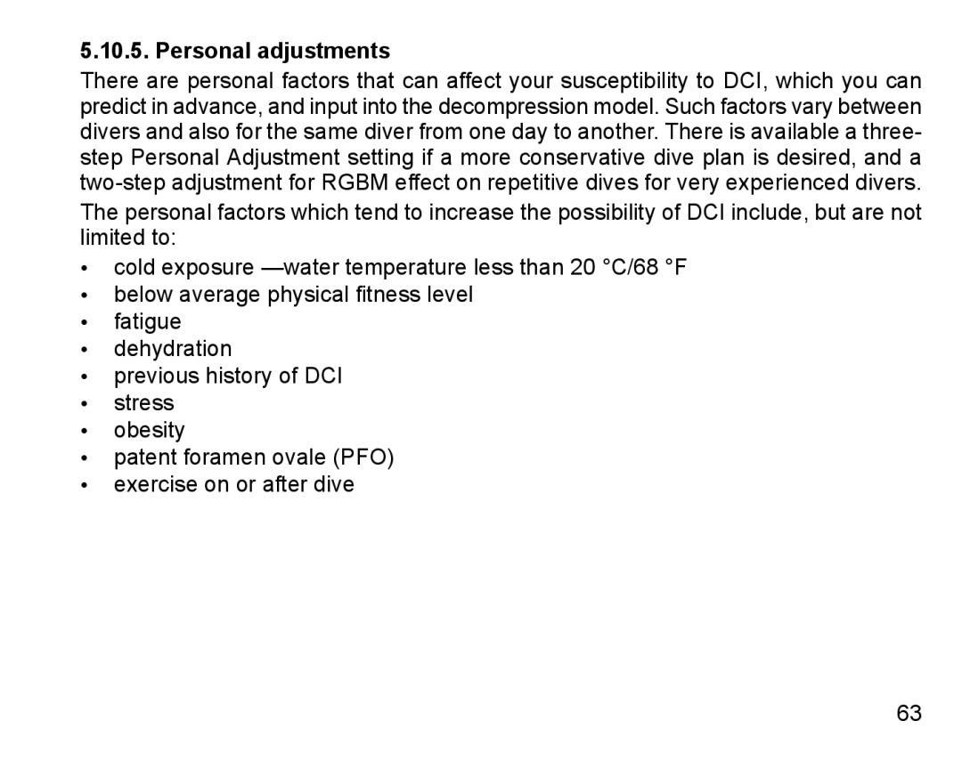 Suunto D6I manual Personal adjustments 