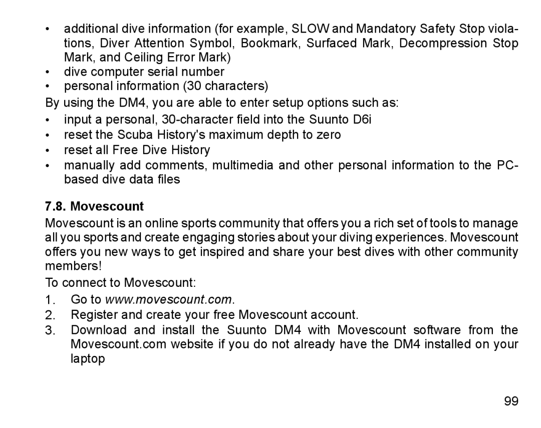 Suunto D6I manual Movescount 